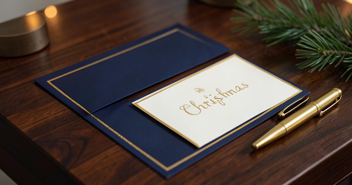 Festive Christmas still life illustrating Christmas Card Messages for Boss and Clients: Professional Wording