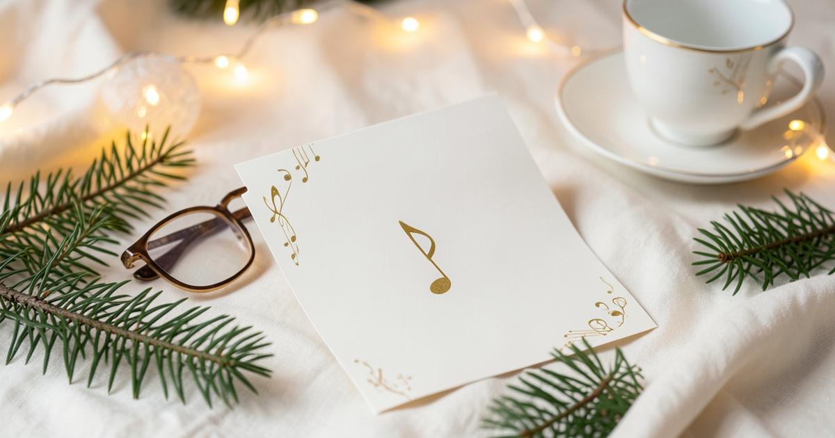 Festive Christmas still life illustrating Musical Christmas Cards for Grandparents: A Greeting That Plays a Song