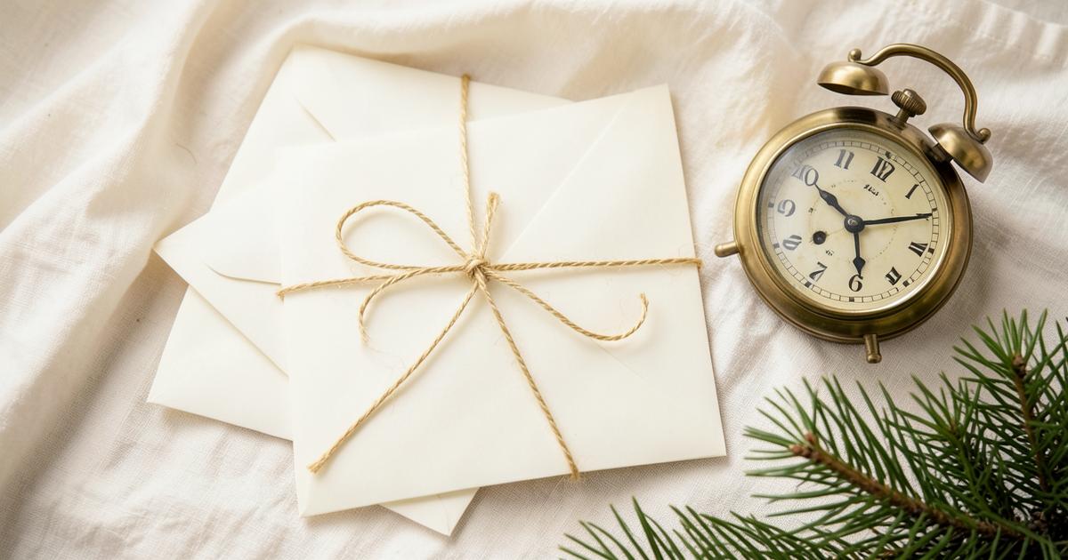 Festive Christmas still life illustrating Australian Christmas Card Posting Deadlines 2026 (Domestic & International)